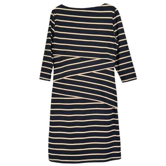 J.McLaughlin Stripe Knit Dress | Black Tan Stretch S - Picture 2 of 6